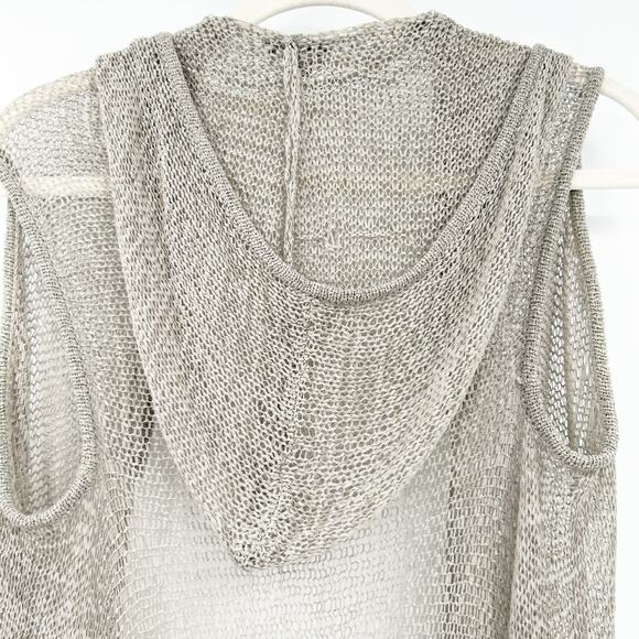 Sen Womens Sheer Open Knit Hooded Lagenlook Open Front Anjelica Cardigan M/L - Picture 6 of 7